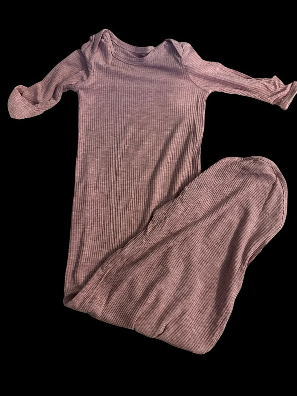 Little Sleepies Heather Mauve Ribbed Gown